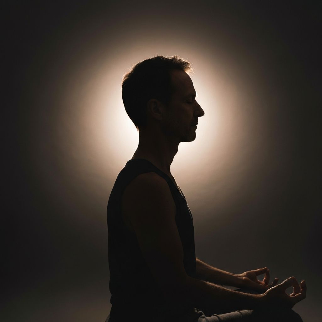 Човек у положају јоге и медитације